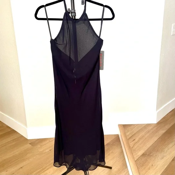 Ralph Lauren Black Sheer Halter Midi Formal Cocktail Dress - Medium - Picture 1 of 13